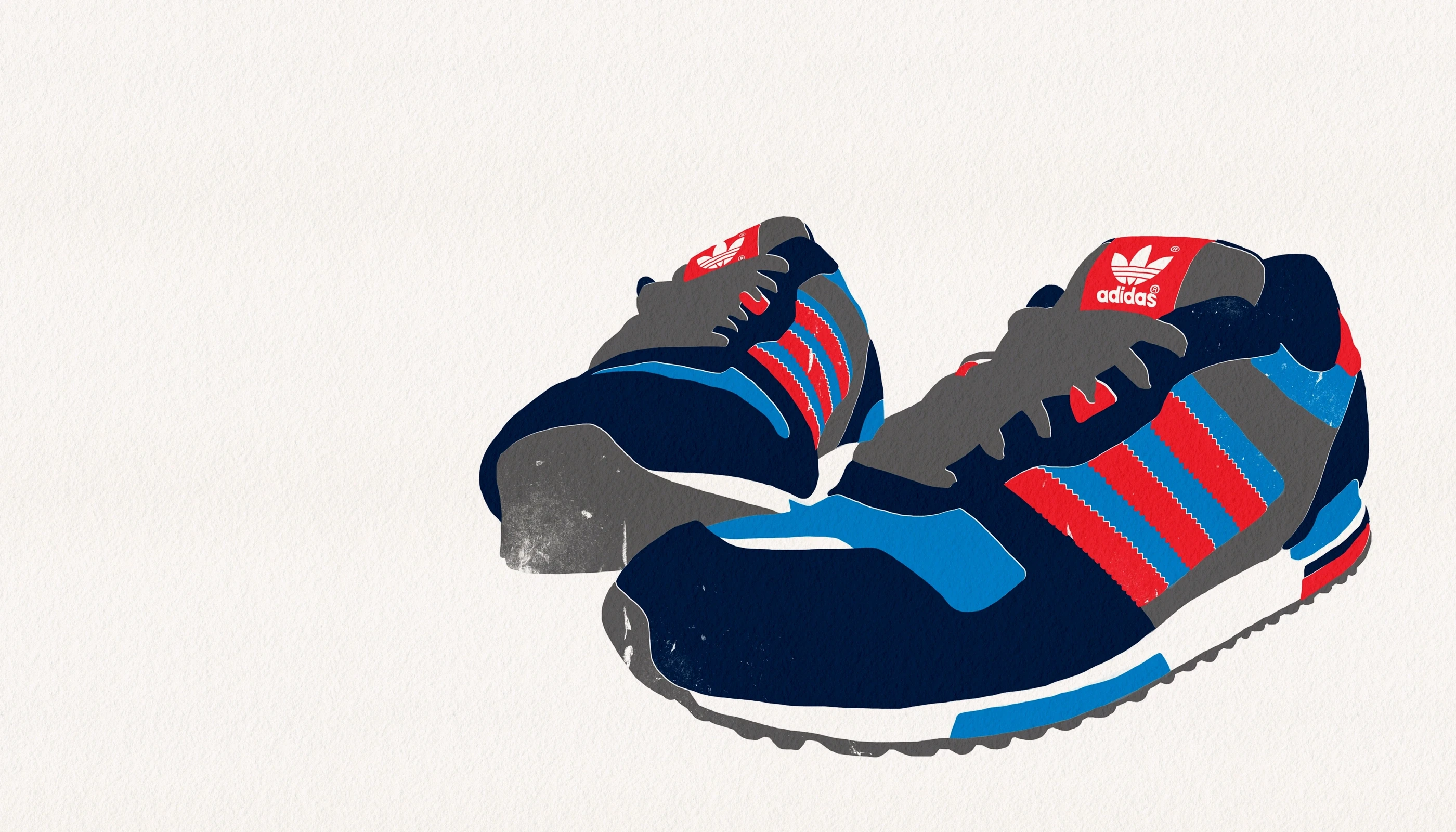 Illustration of a pair of Addias ZX trainers