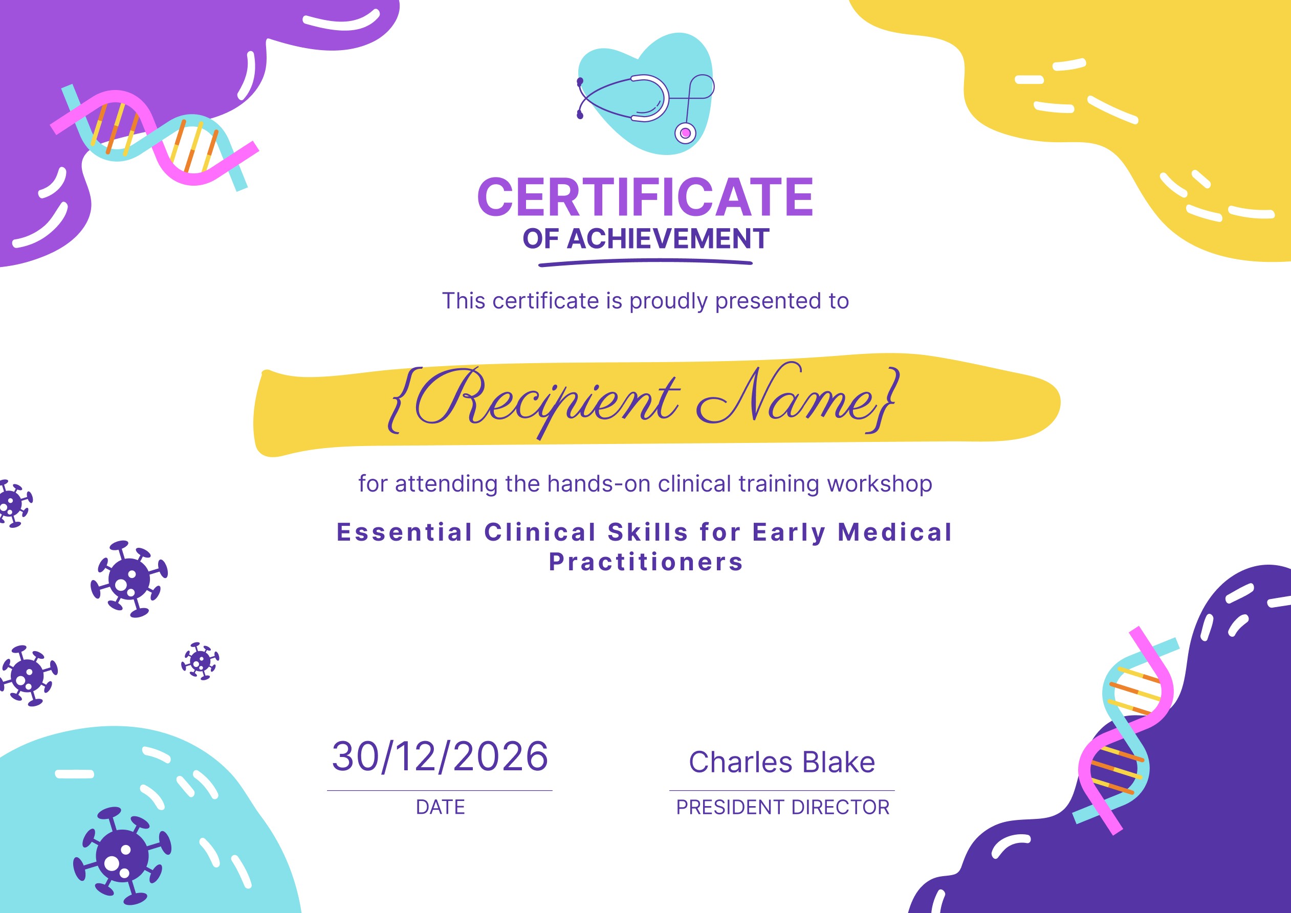Wauld - Professional and Colorful Medical workshop certificate template