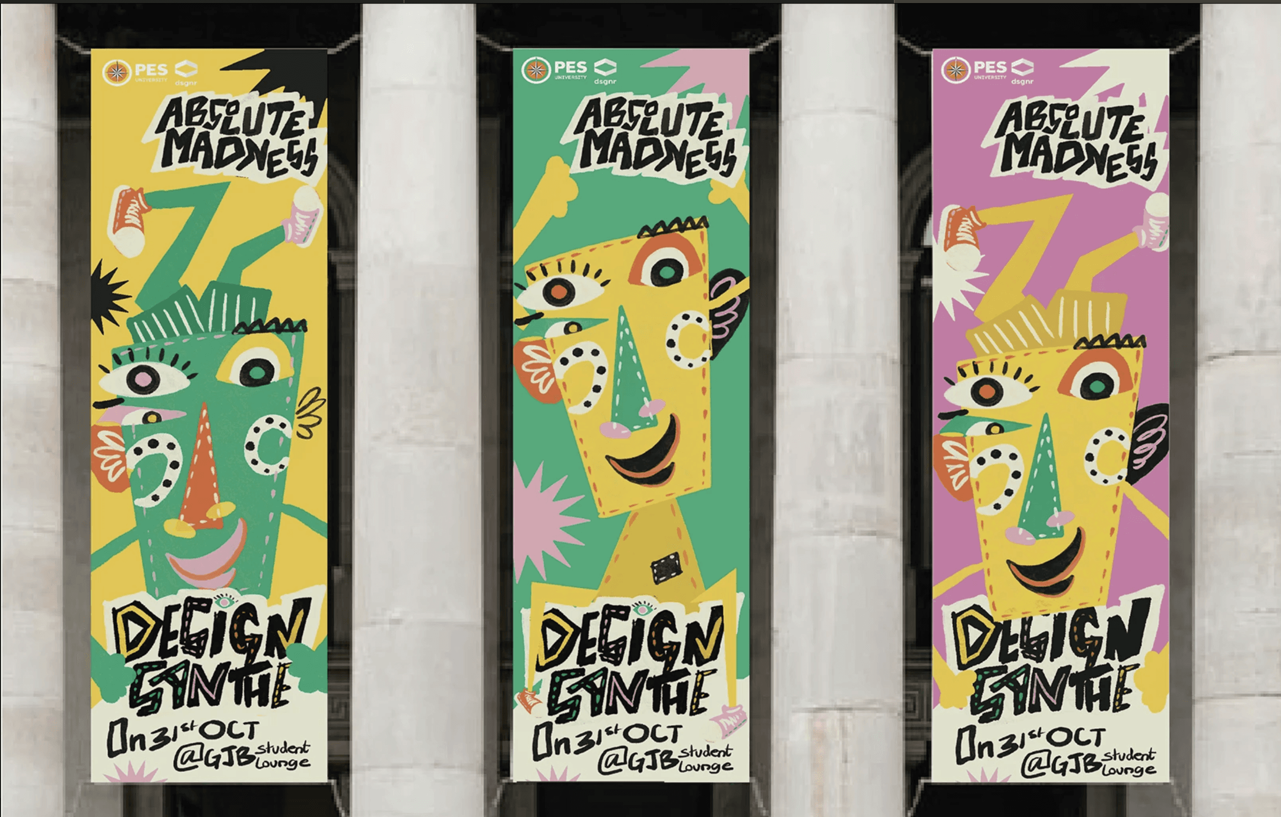 fun and vibrant design santhe banner featuring colourful characters, bold shapes and visual identity design