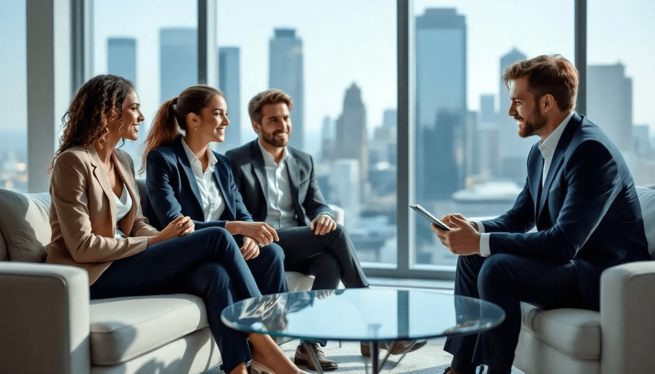 A family discussing strategic charitable giving with a financial advisor.