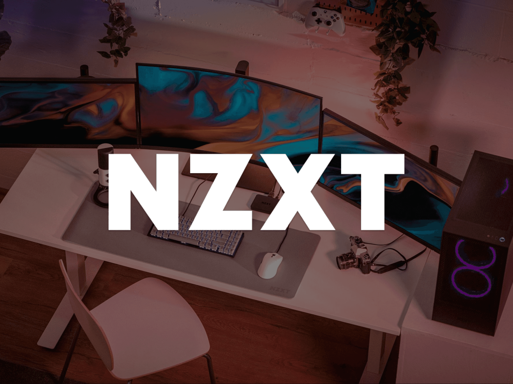 NZXT Logo and Desk Setup