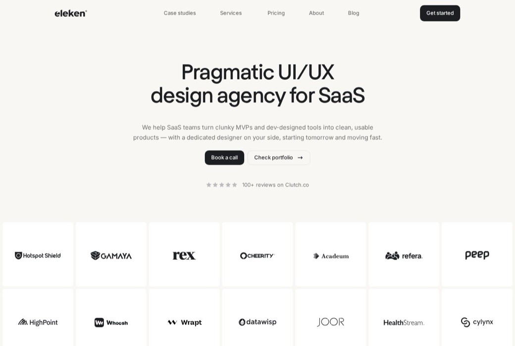 Eleken homepage and product design work