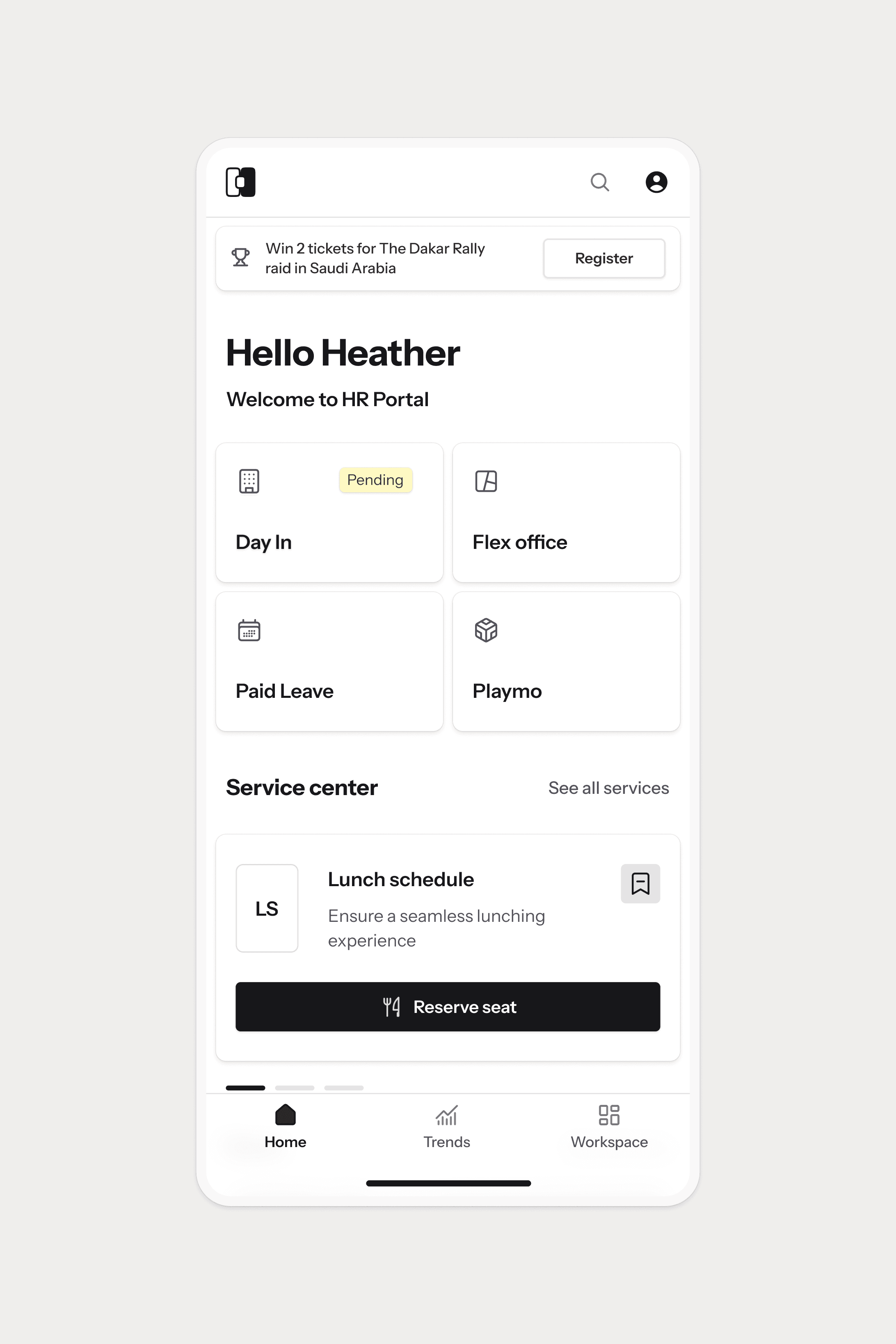 SG HR Portal Home Mobile