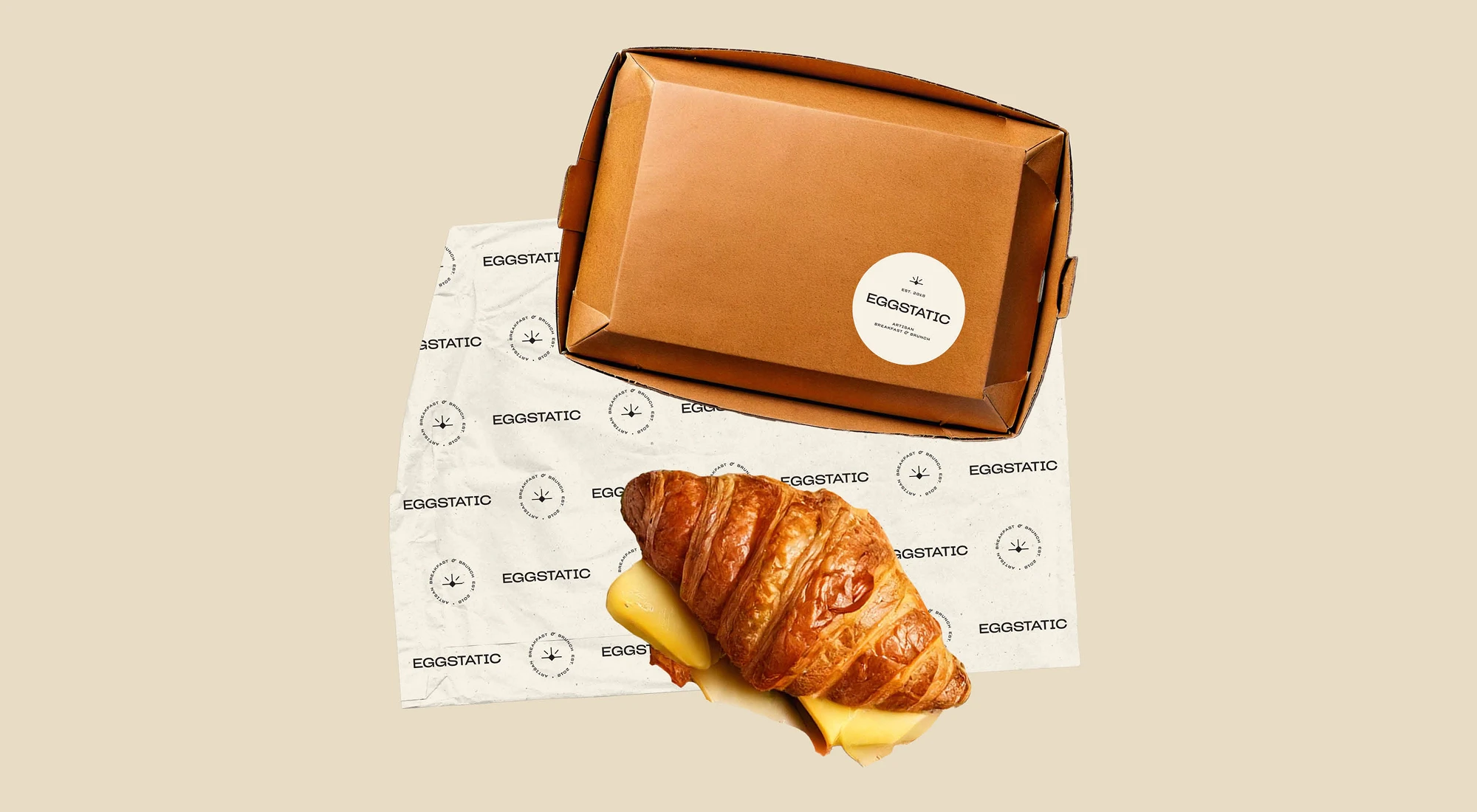 Packaging and restaurant branding system for brunch concept Brand applications for dine-in and takeaway experience across MENA