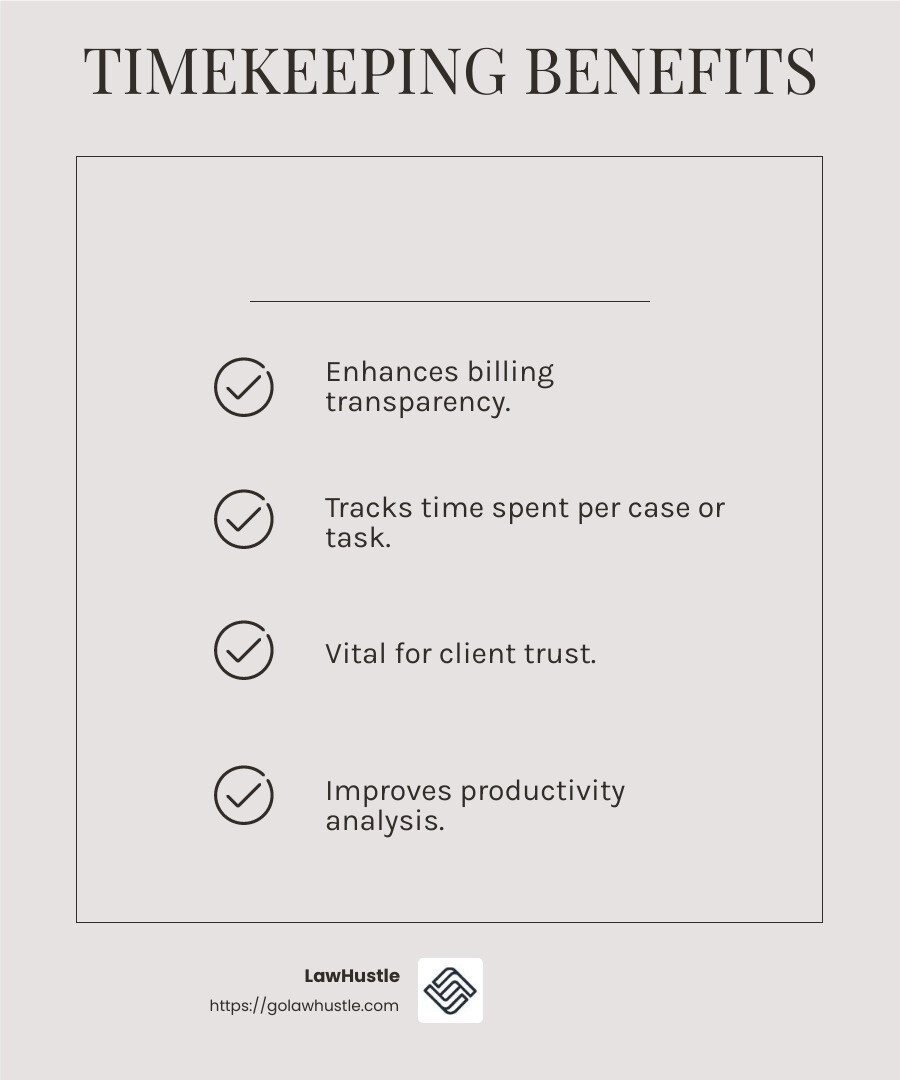 Accurate Timekeeping Improves Billing Transparency - law firm client management software infographic checklist-light-beige