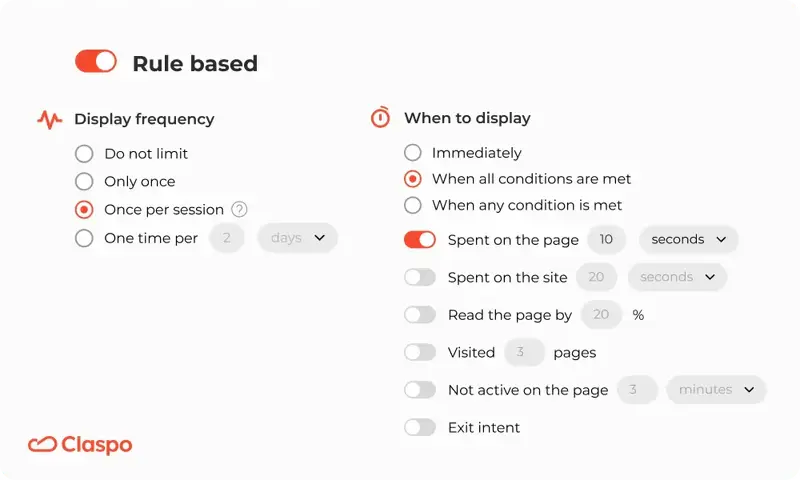 Set the display rules and publish