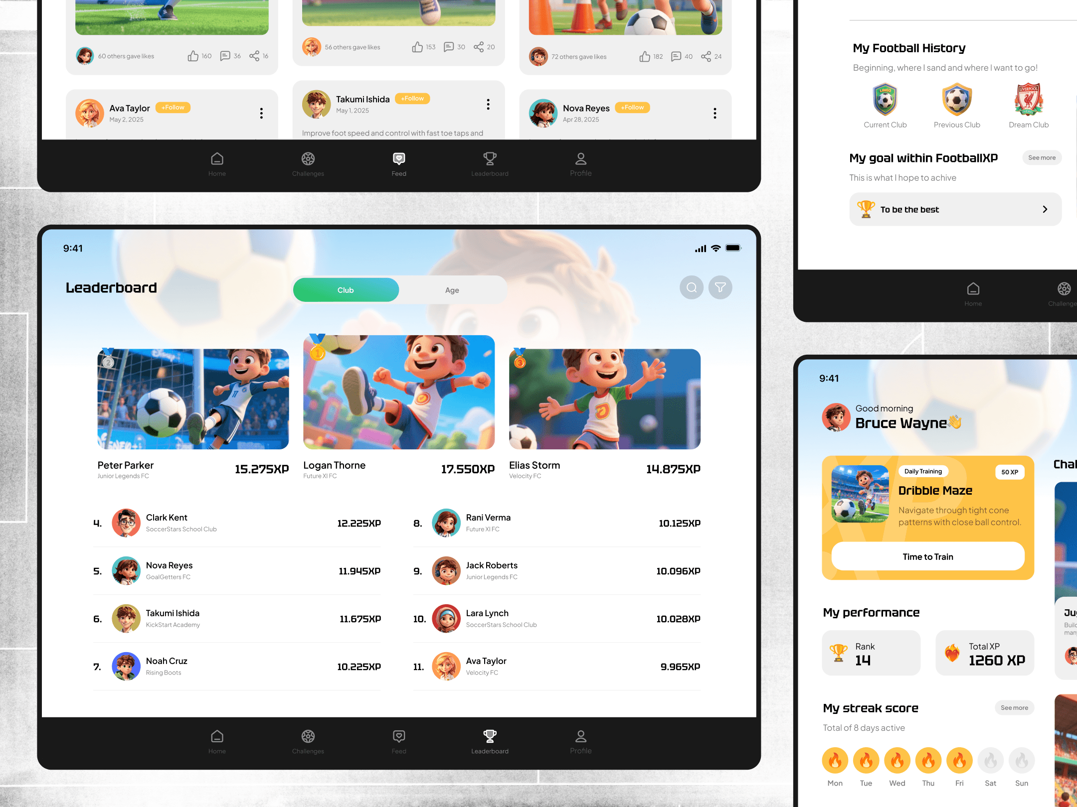 Image of FootyXP Tablet App Design