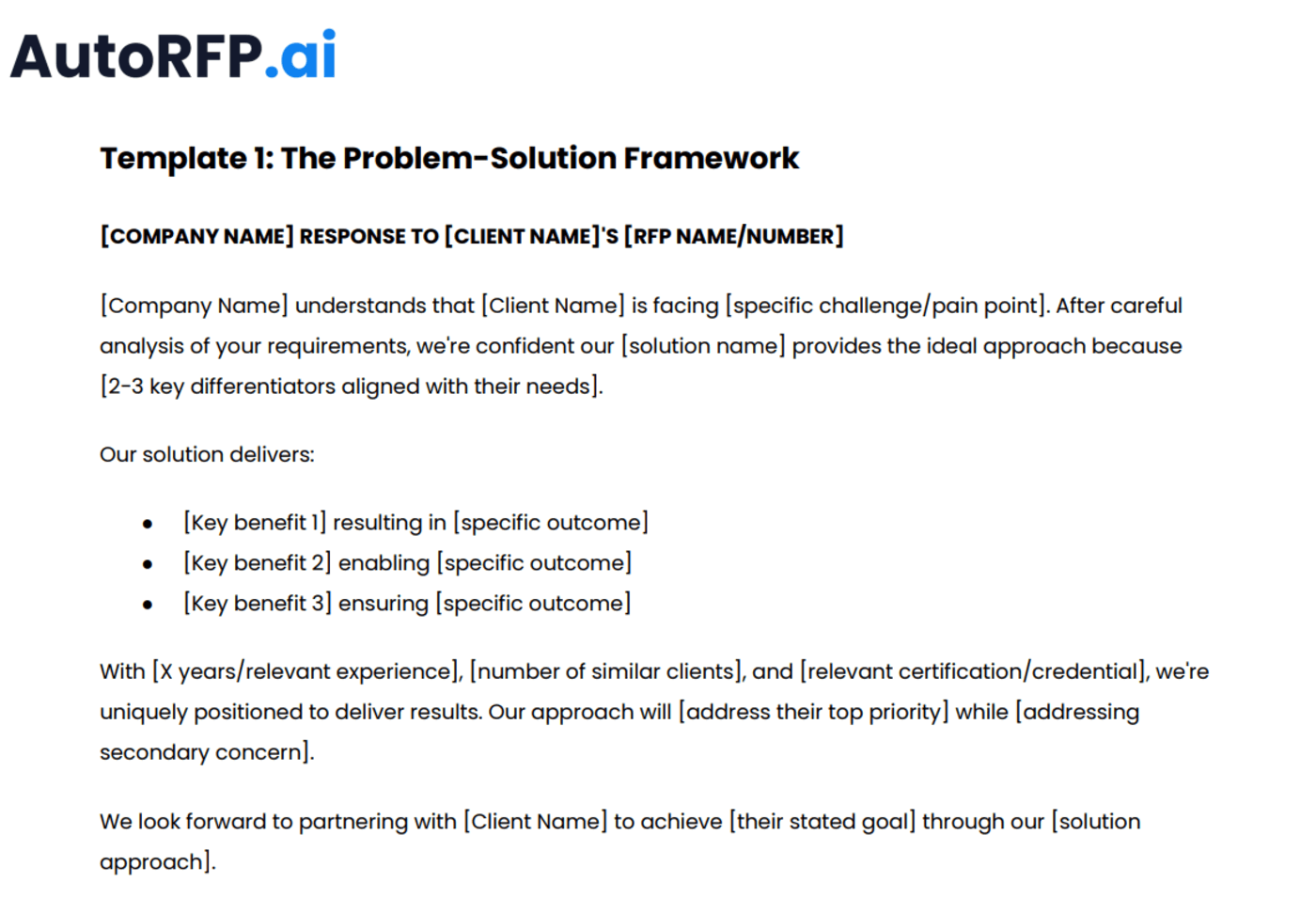the problem solution framework template