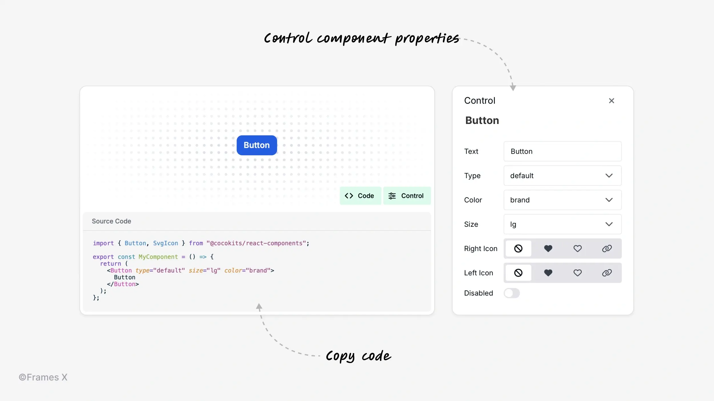 Turn Frames X Figma components into interactive UI components