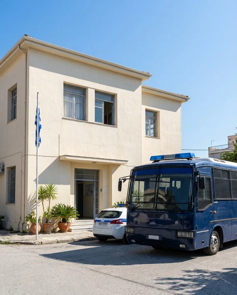 Exterior view of a police station in Patras
