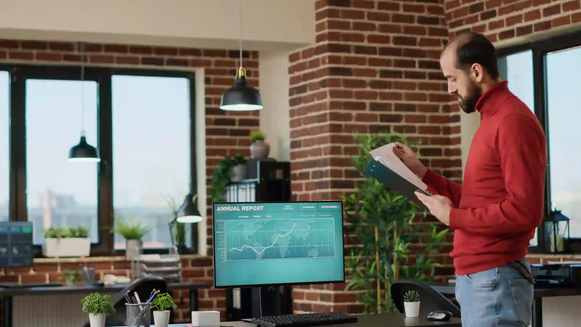 A shop manager reviews an annual TikTok LIVE sales report, looking for data to guide improvements.