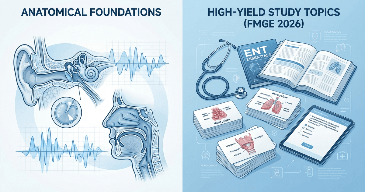 Cover: FMGE ENT High Yield Topics 2026 — Complete Preparation Guide for Foreign Medical Graduates