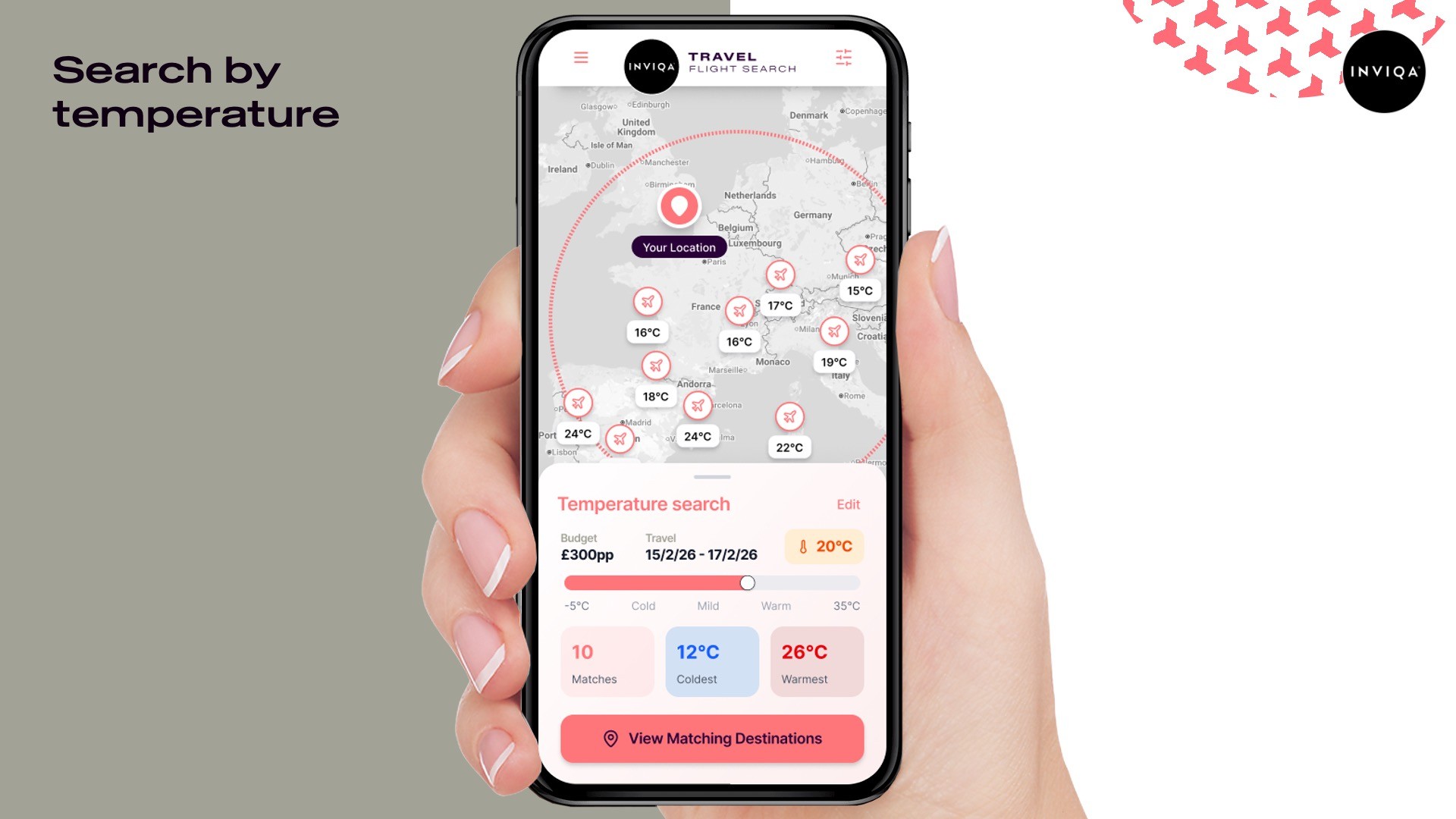 A prototype of a holiday search app that allows you to search by temperature