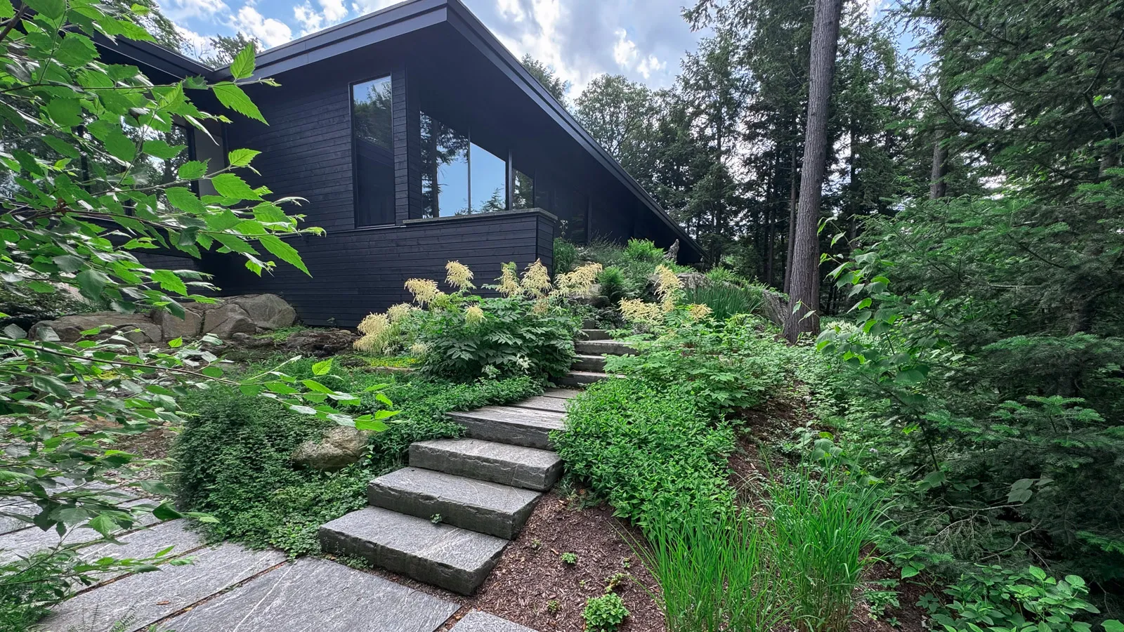 lush-garden-flowers-granite-stairs
