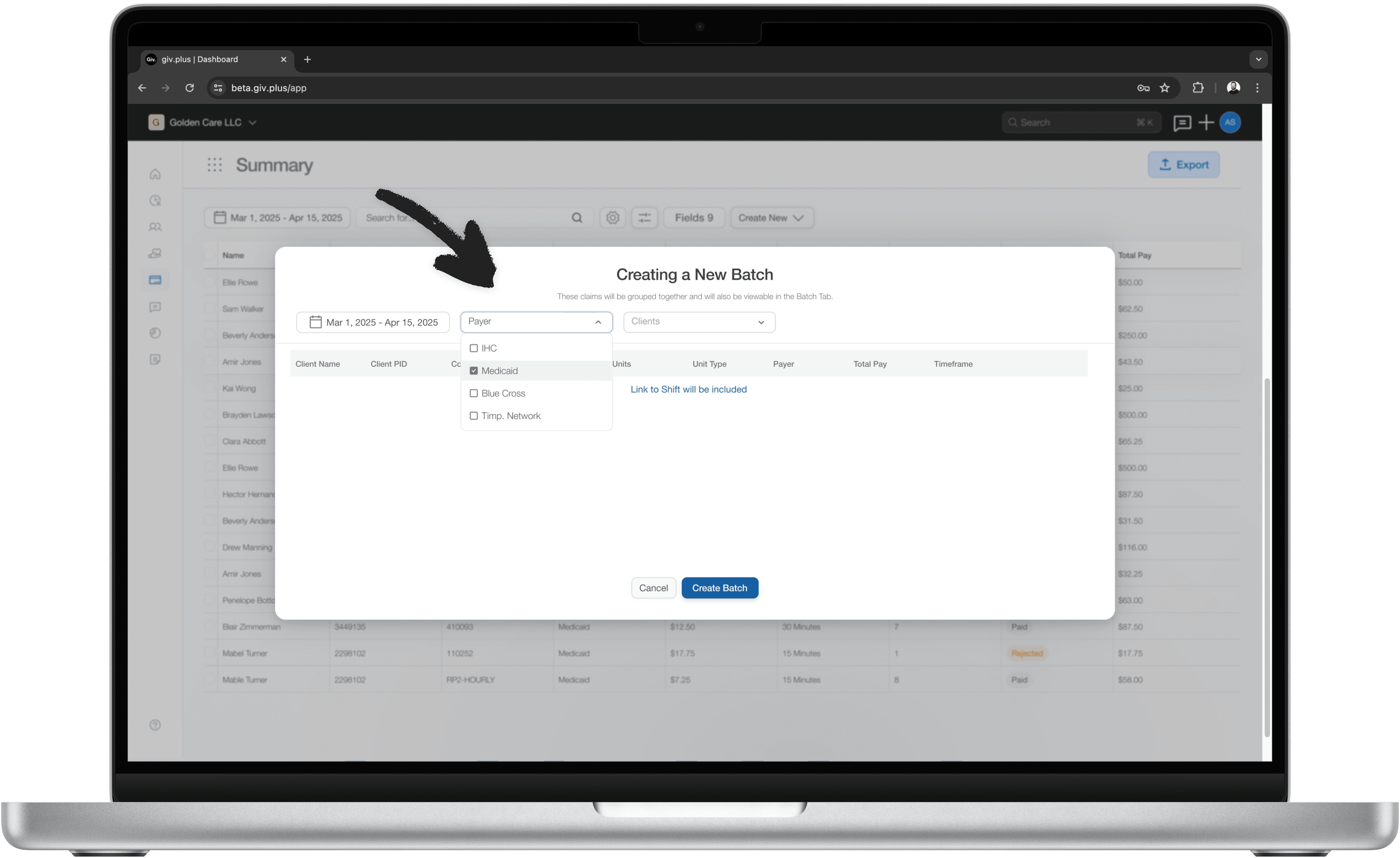 Medicaid claims batching software.