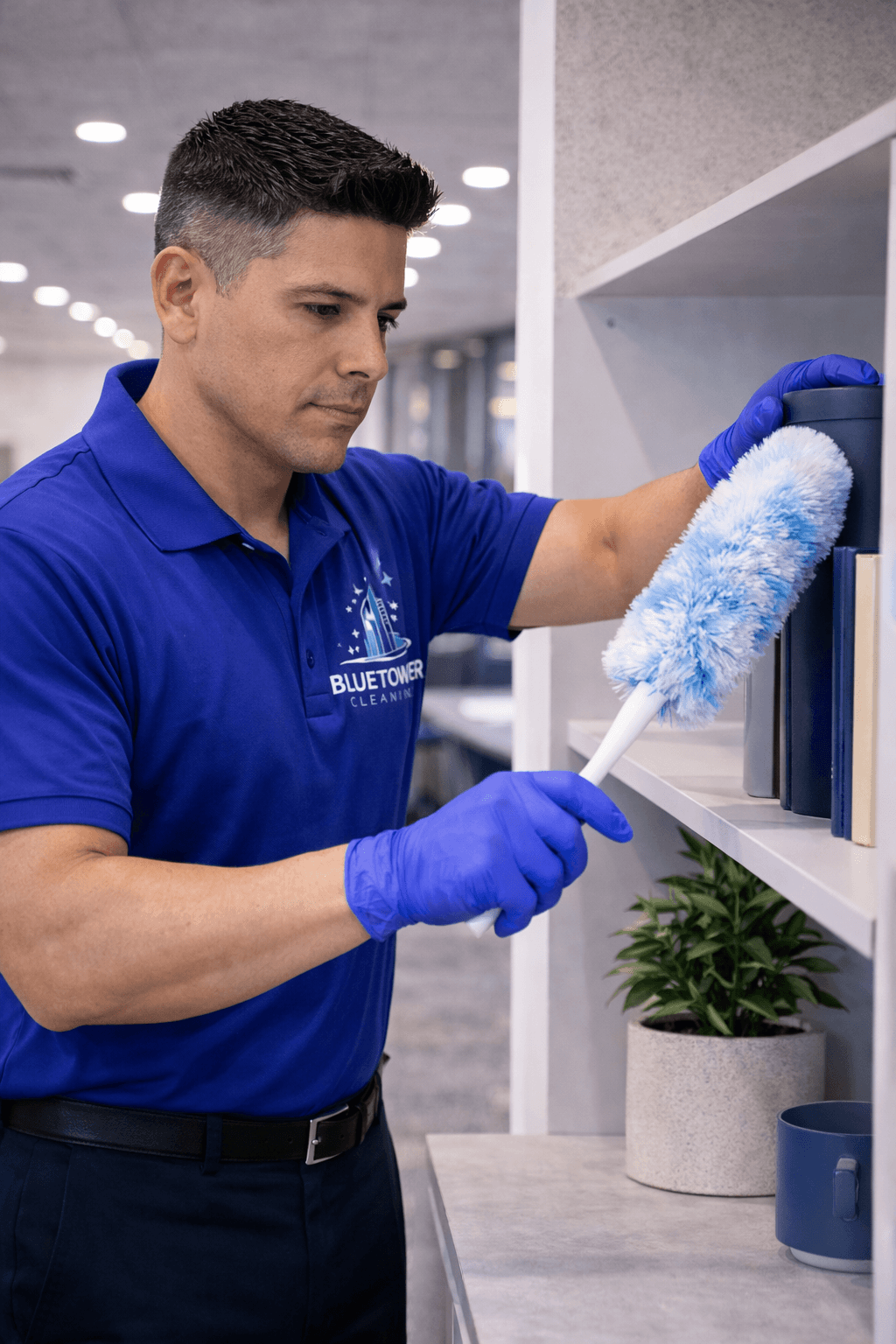A modern brick house with a two-car garage, well-manicured lawn, and clear blue sky in the background.