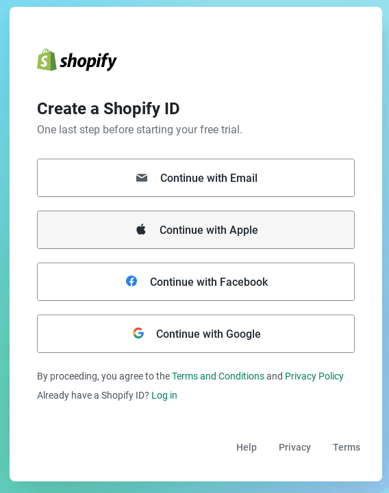 Sign up for Shopify free trial 3