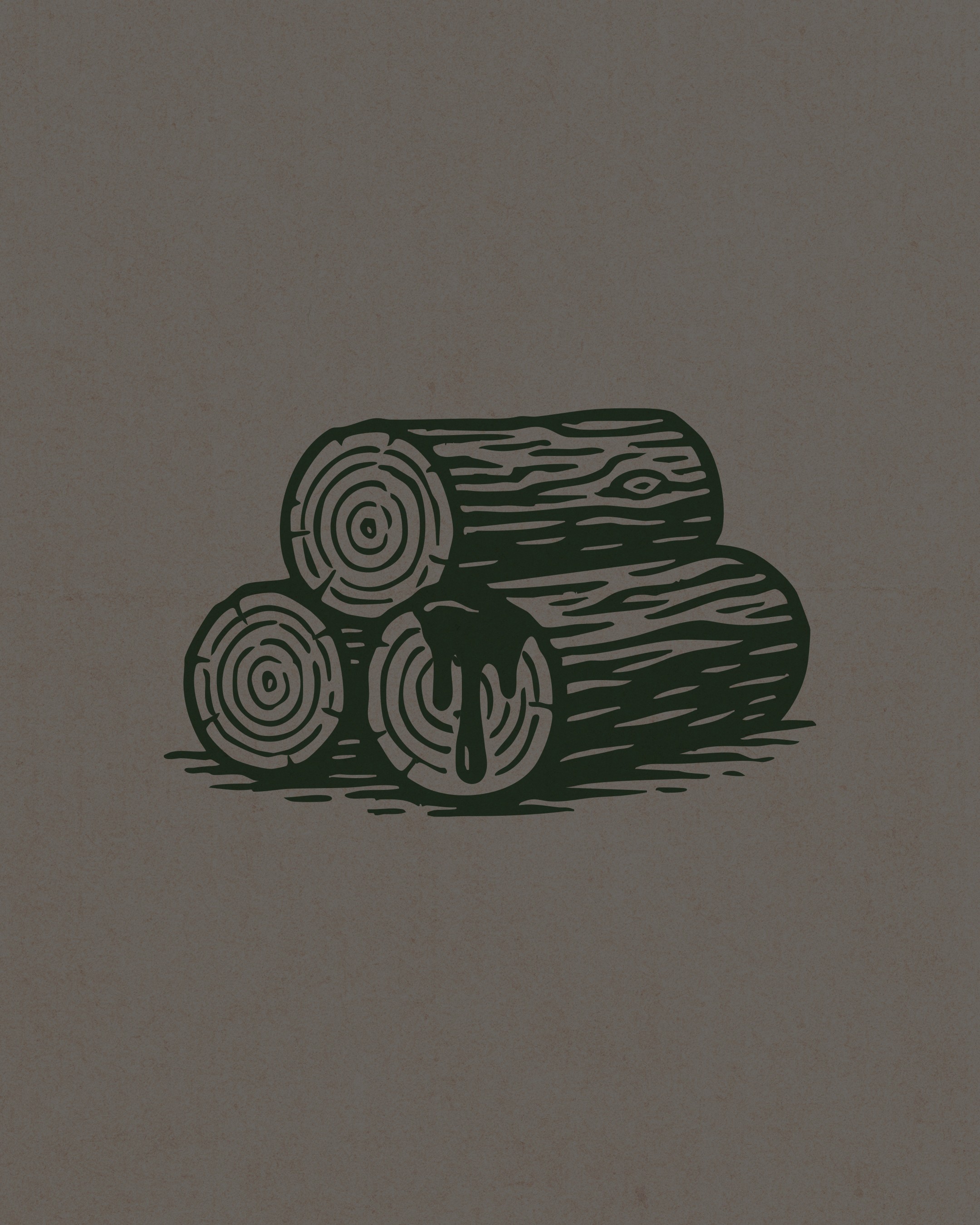 Illustrated log graphic in green on tan background