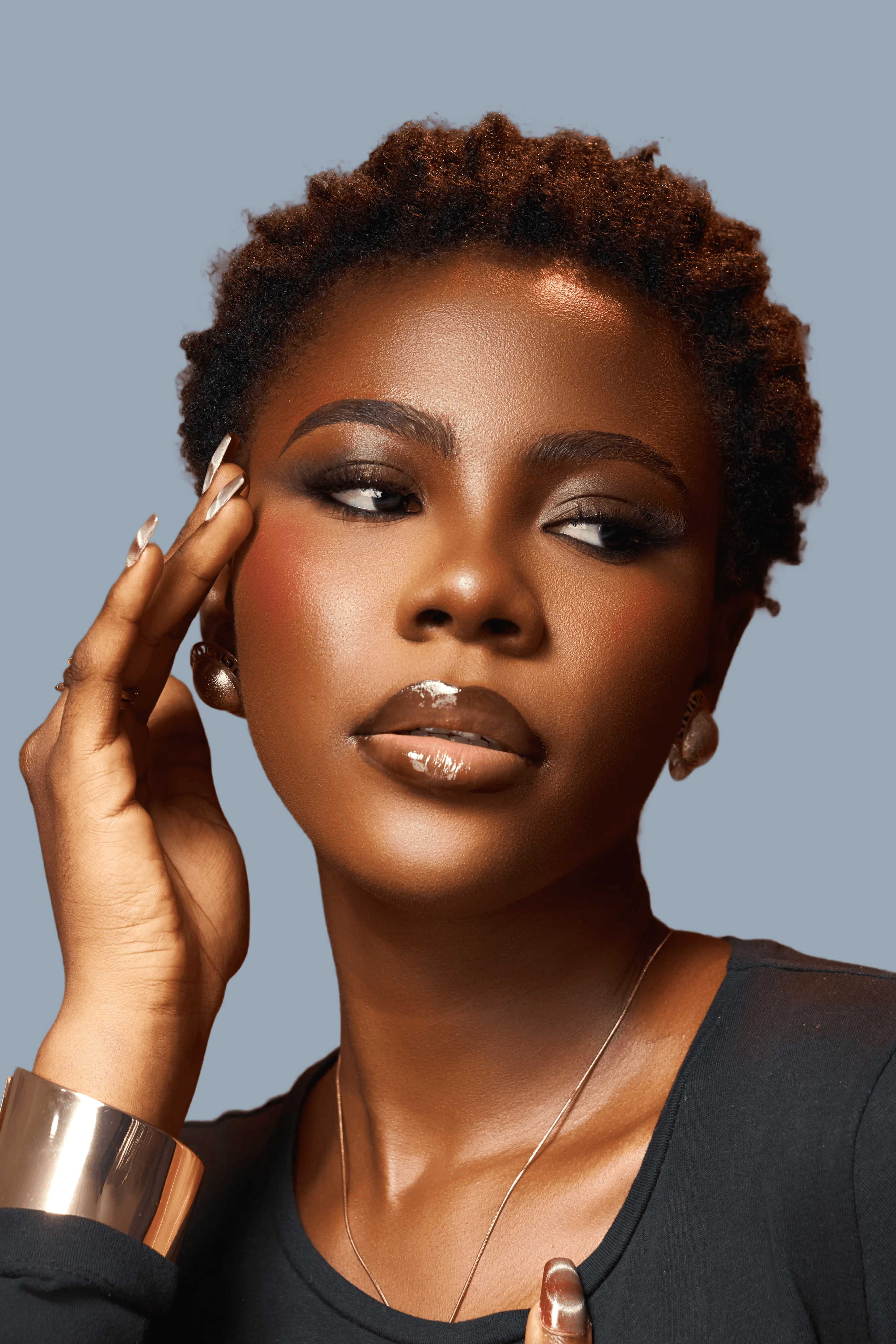 Fashion photoshoot with a woman posing in a dress