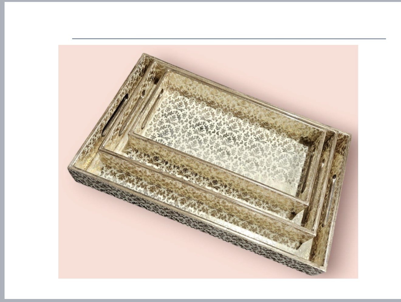 Handcrafted decorative MDF floral serving trays set of three