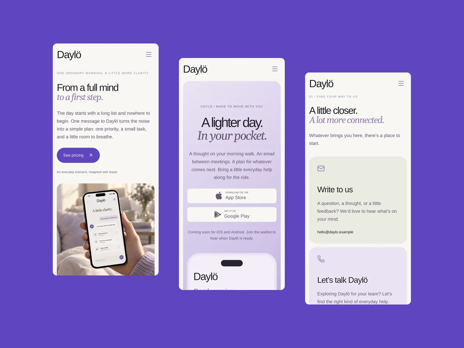 Daylö Framer template — website layout preview 3