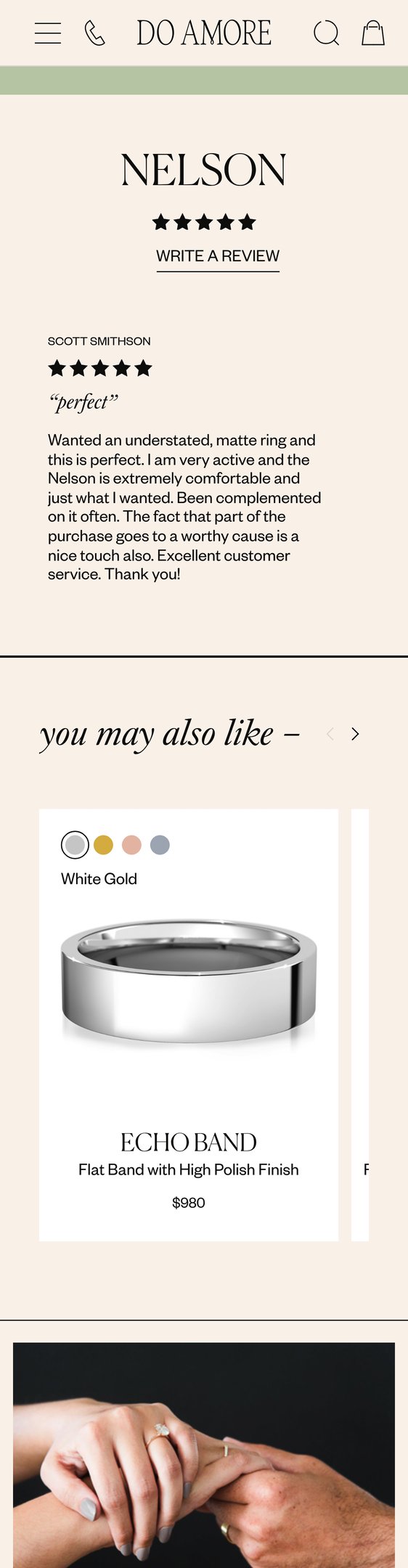 Jewelry product options include: ring for Nelson from Do Amore.