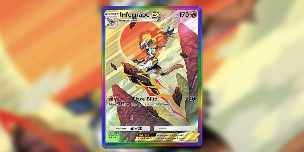 Illustration of the Infernape Pokemon card.