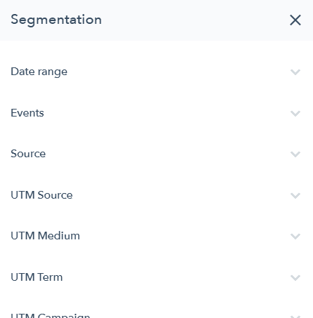 A screenshot of some of the filters available within Lucky Orange heatmaps, including date range, events, referring source, UTM Source, UTM Medium, and UTM Term.