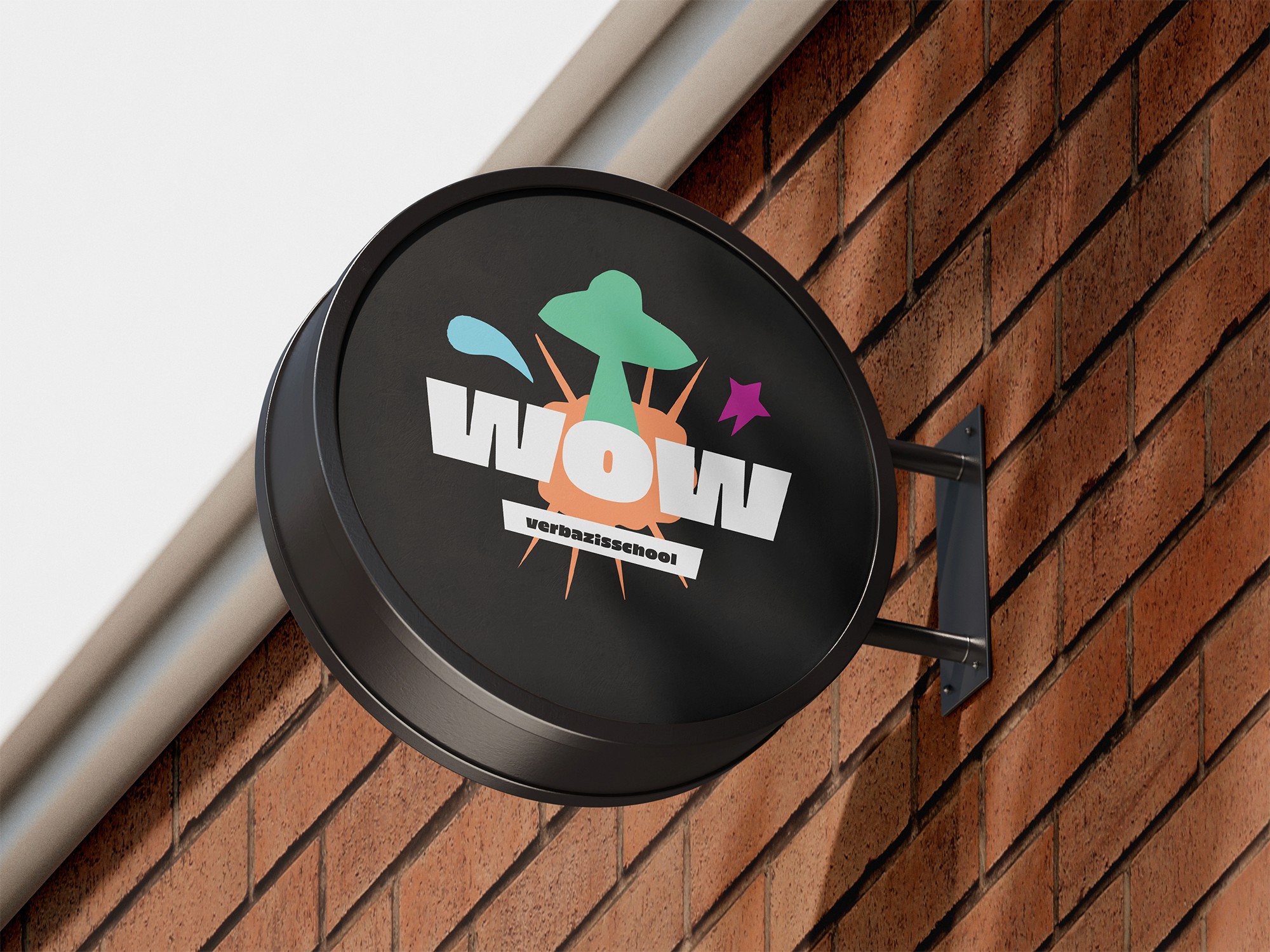 Grafisch ontwerp Wow Verbazisschool logo bord