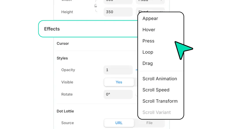 Add interactivity using Framer’s native features