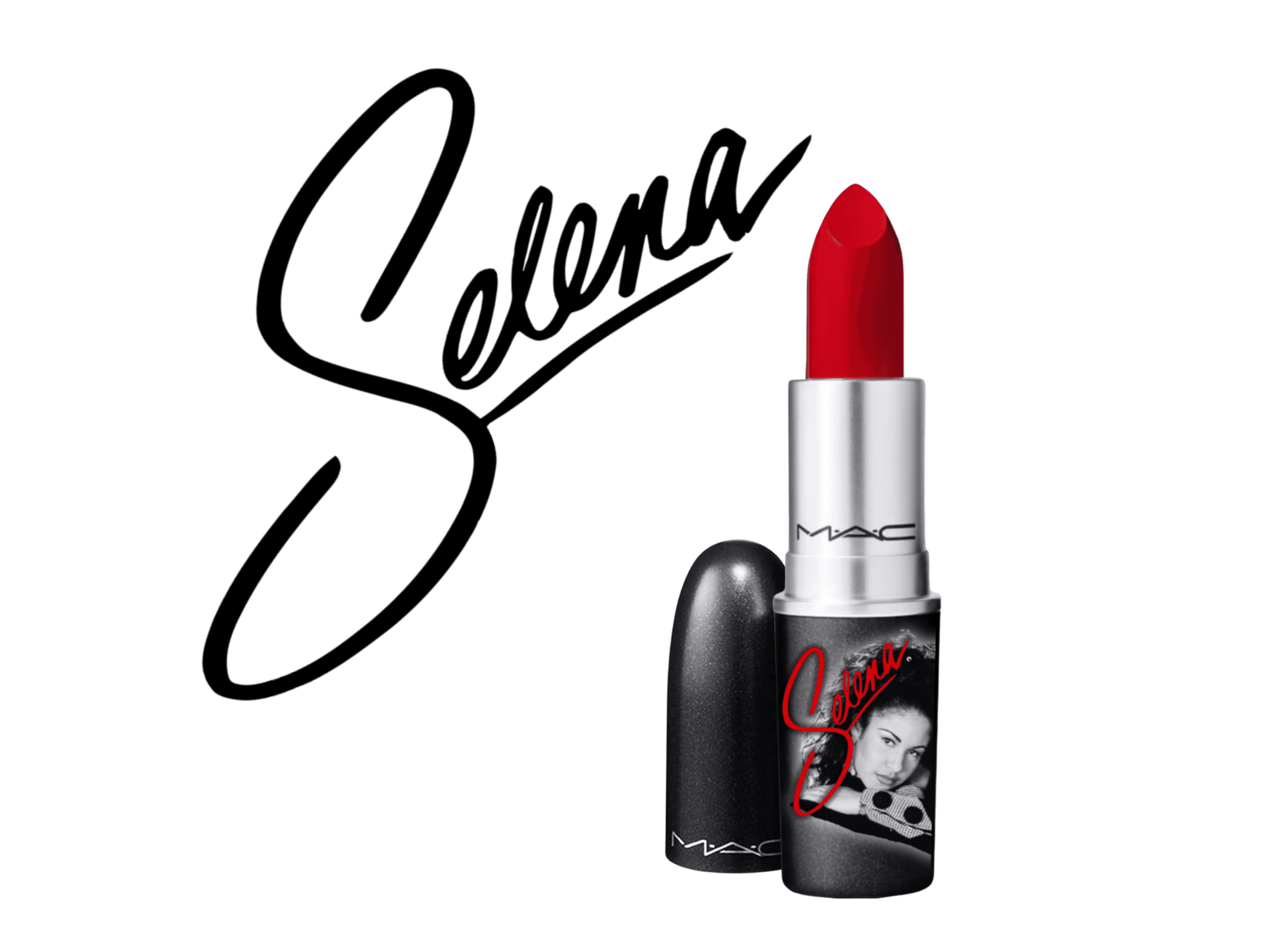 The original viral image of the MAC x Selena lipstick, creatively directed and styled by José Figueroa for the early fan campaign.