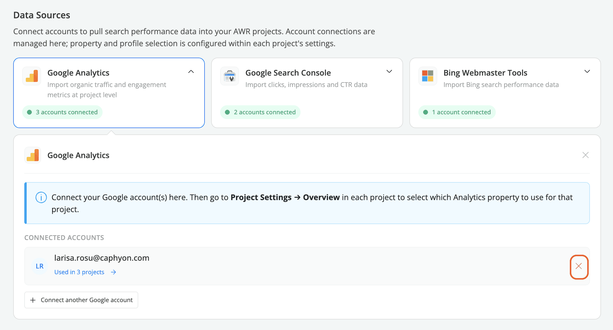 how-to-disconect-an-google-analytics-account-from-awr