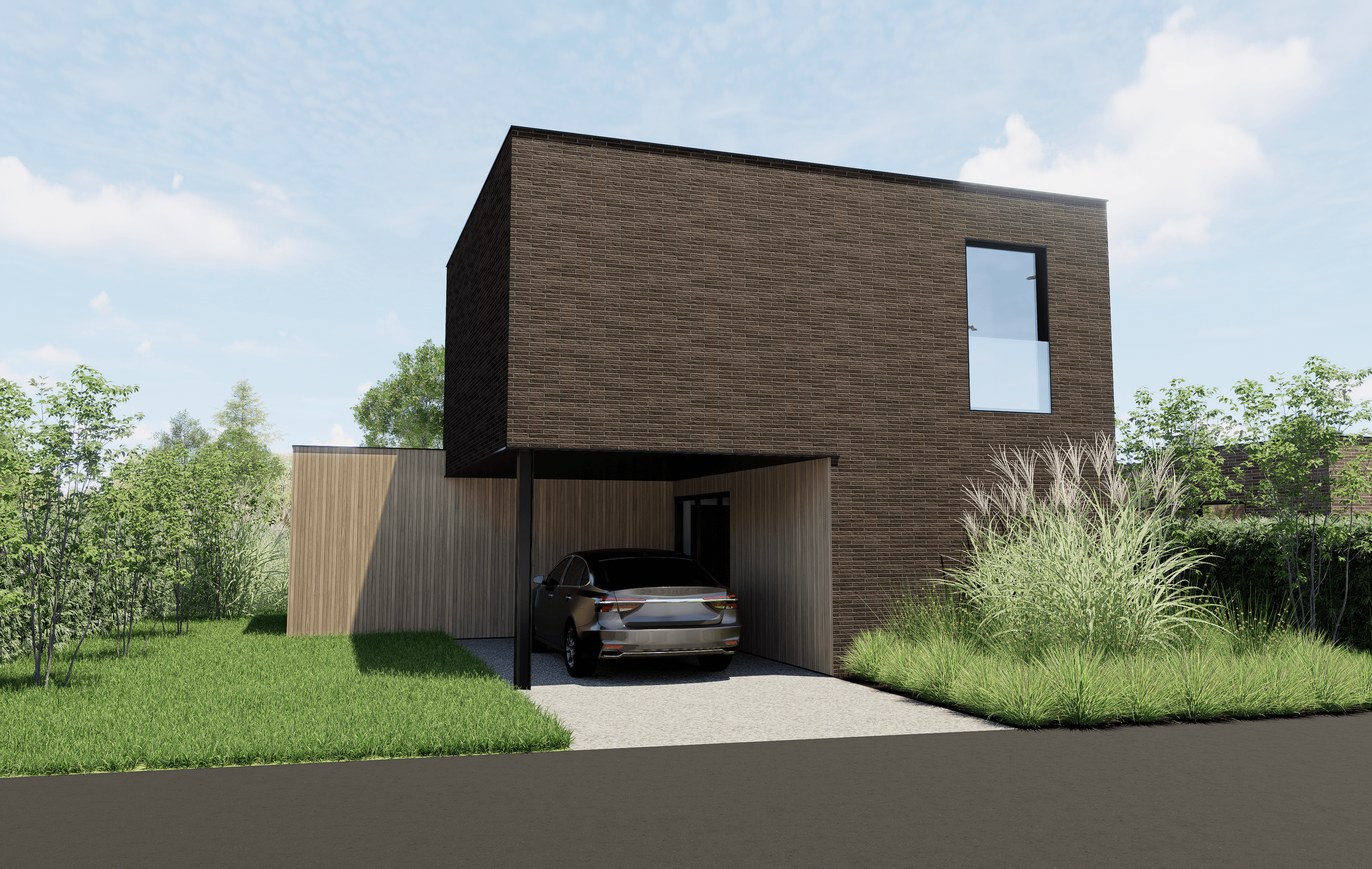 render buitengevel hub123 stenstrips en hout