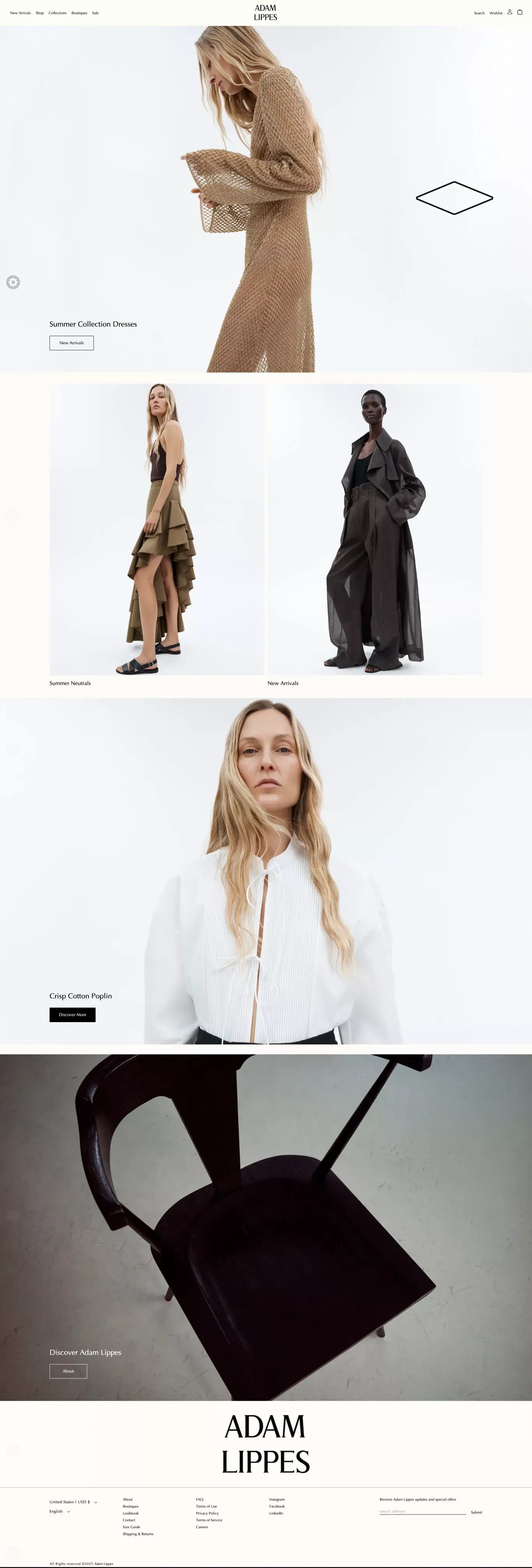 Adam Lippes ecommerce page screenshot showcasing Ecommerce and Fashion design