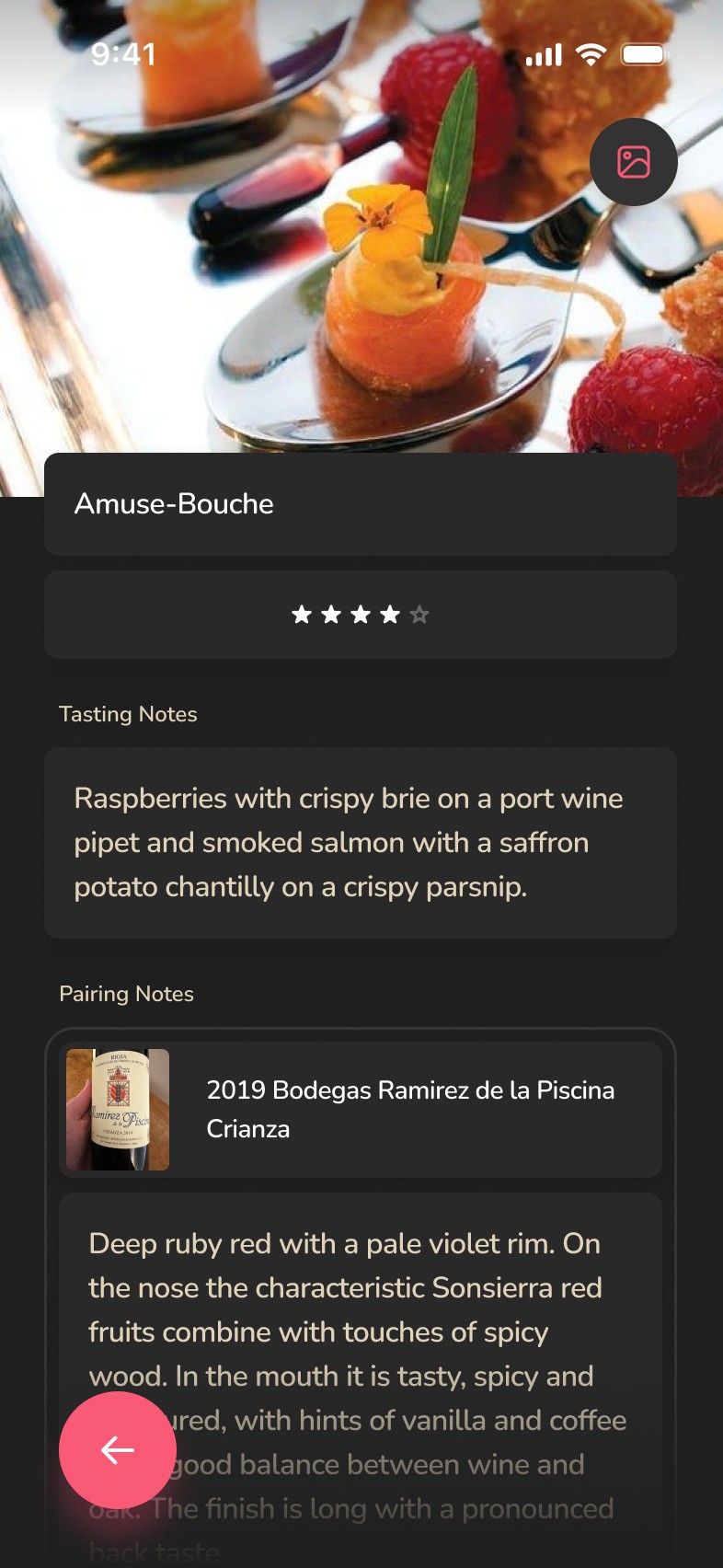 Course screen in dark mode.