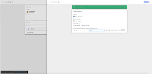 Setting up a click URL goal with tag manager
