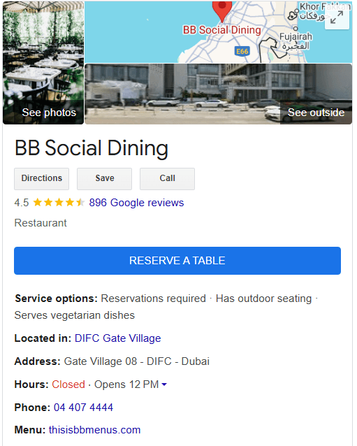 reserve with google bb social