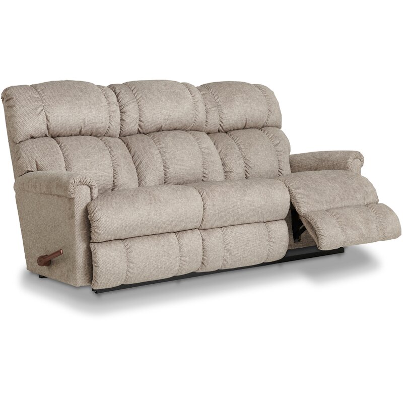 Comfortable Lazy Boy Pinnacle reclining sofa with soft iClean upholstery, ideal for relaxing in any living room.