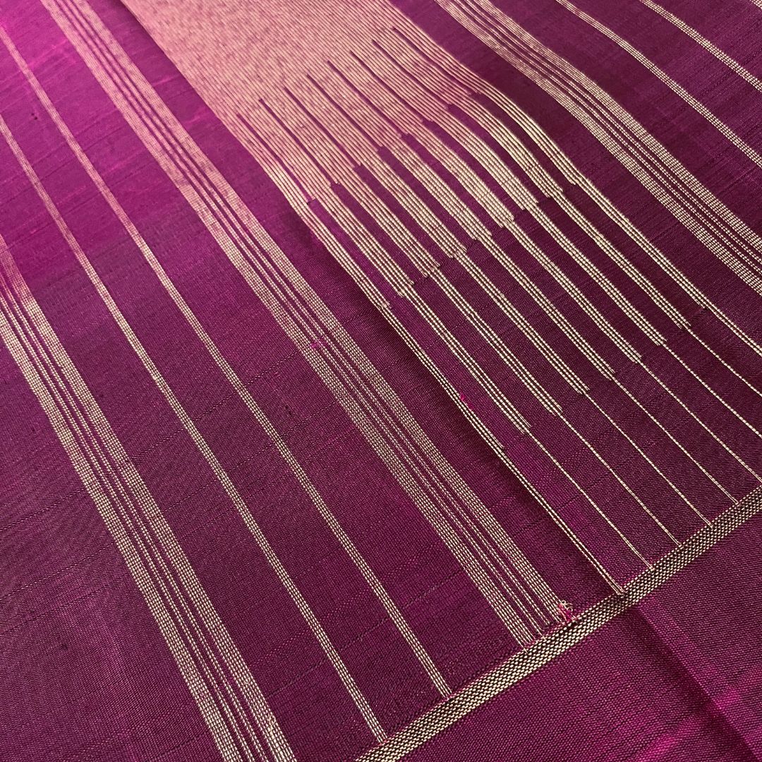 Ash Silver and Magenta Kanchivaram Silk Saree