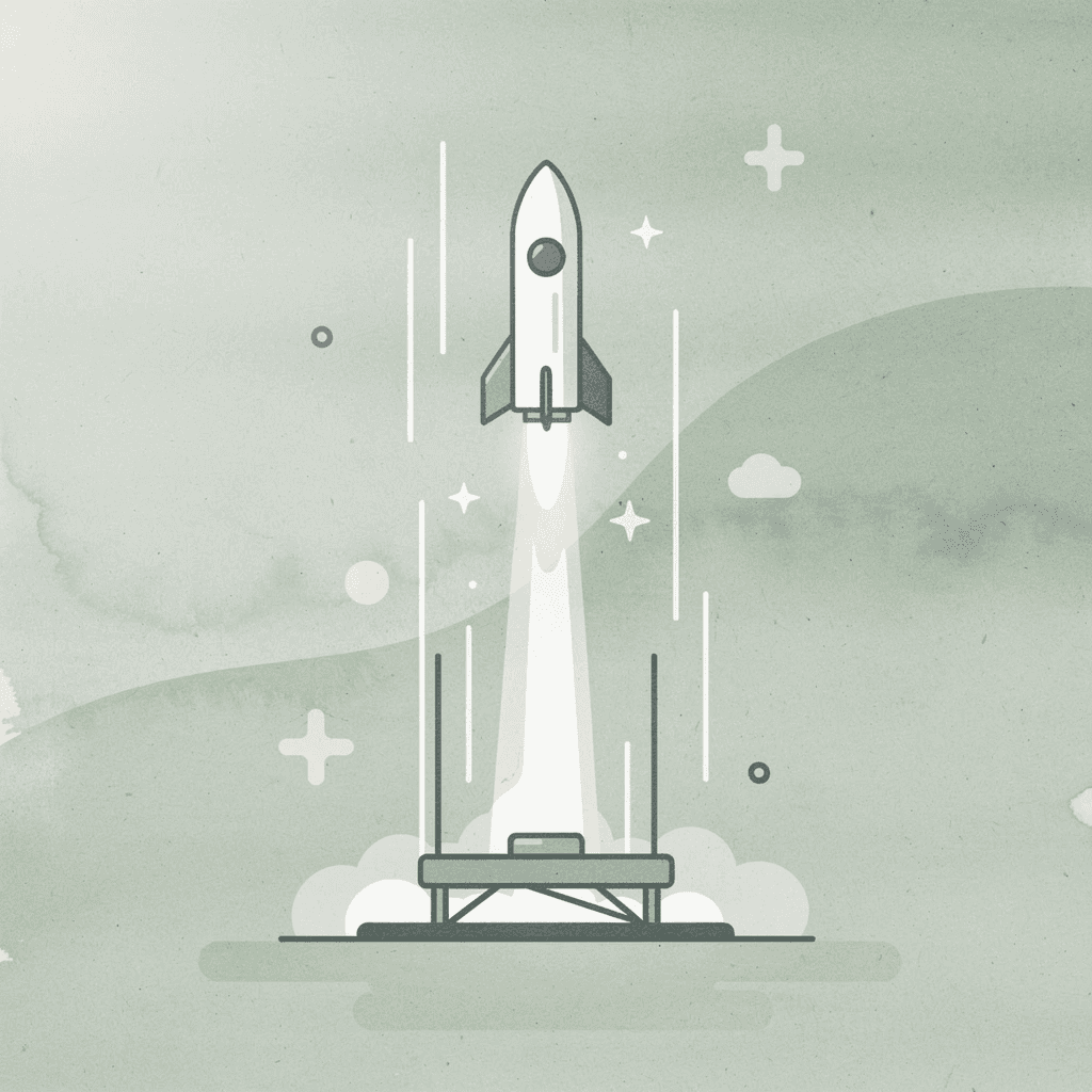 Scene illustration of a product launching upward, representing conversion growth
