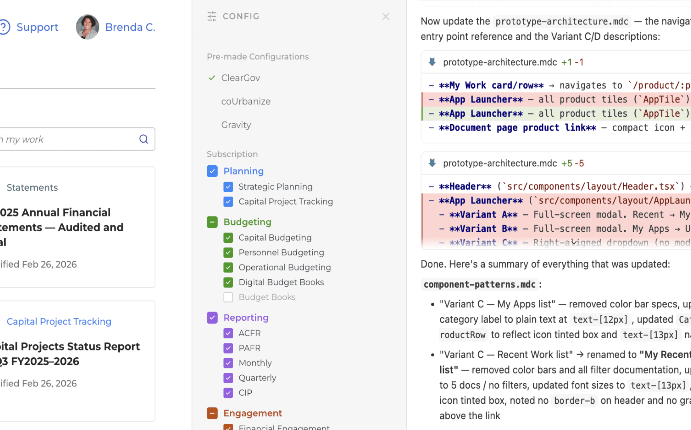 User interface for a Claude desktop 