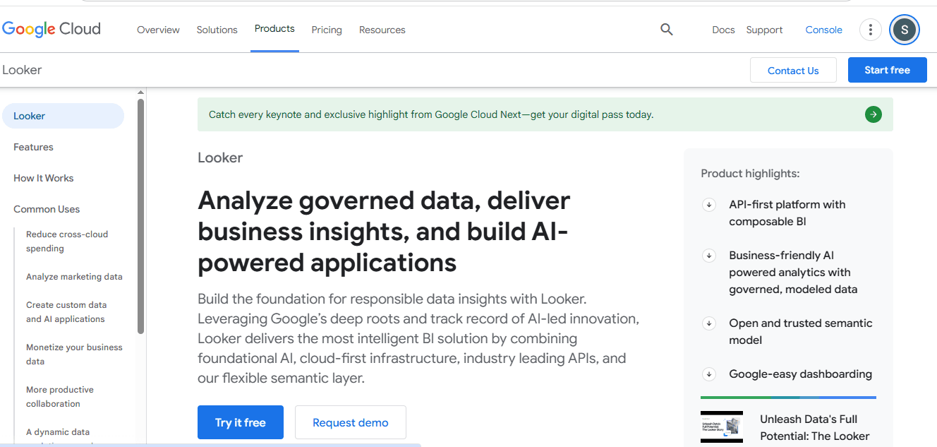 Looker-  Best Data analytics for HR by Google