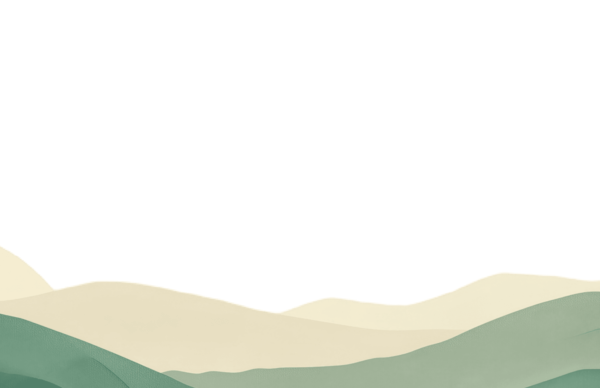 Abstract landscape of layered mountain ridges in shades of green, teal, and blue