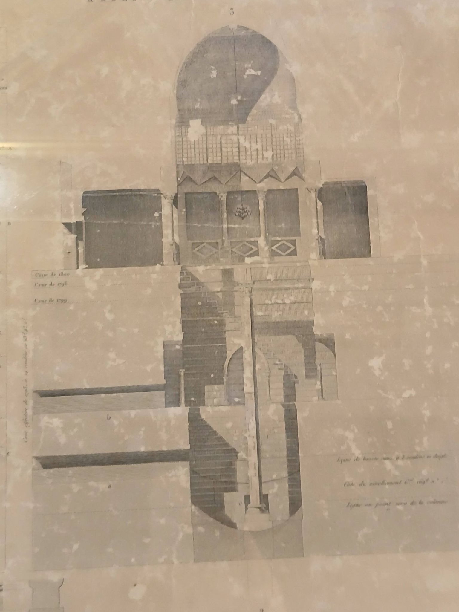 A diagram of the nilometer, the nilometer is a large device used to measure the inundation of the nile