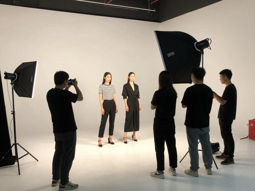 traditional photoshoot setup showing production complexity