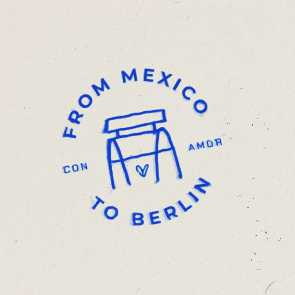 Circular badge with Benchside Burritos bench logo, heart, and tagline “From Mexico to Berlin con amor.”