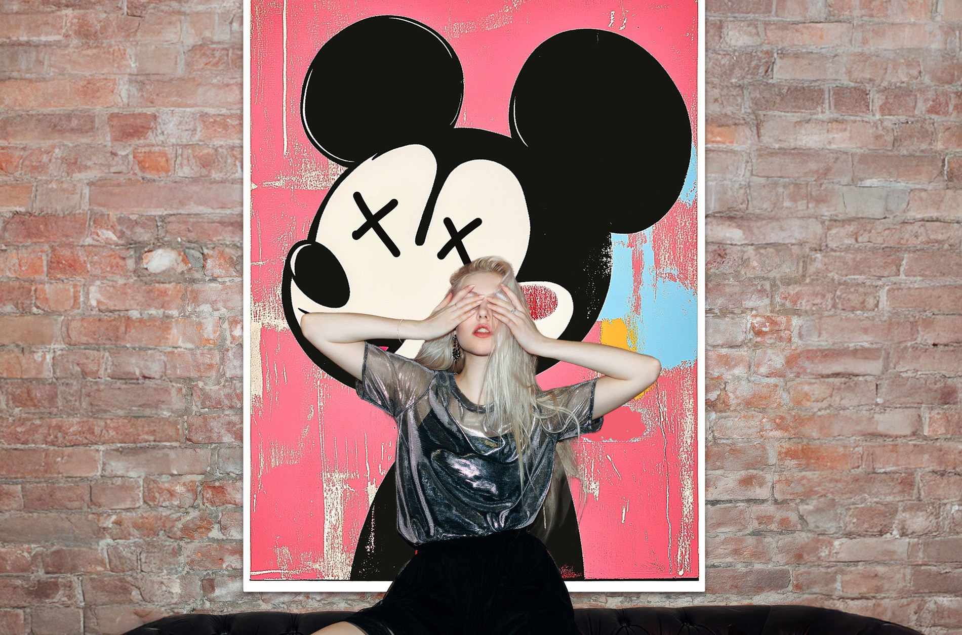 Red and black 3D cube mockup on a table