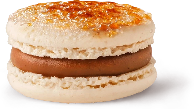 Tarte Tatin macaron with browned butter and brandy caramel, and apple confit centre.