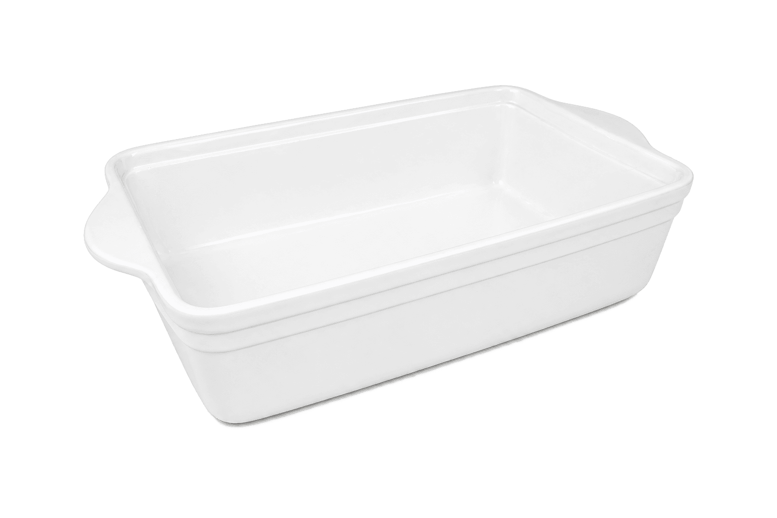 Plat rectangulaire en céramique blanche avec poignées latérales arrondies
