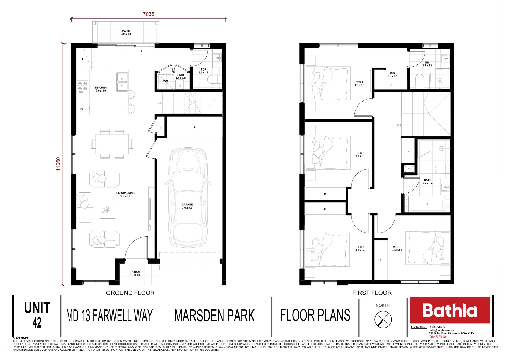 4 bedroom townhouse floor plan in Marsden Park featuring spacious living areas, multiple bedrooms, garage, and functional family layout